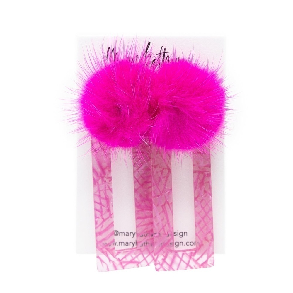 Mary Kathryn pink Pom earrings
